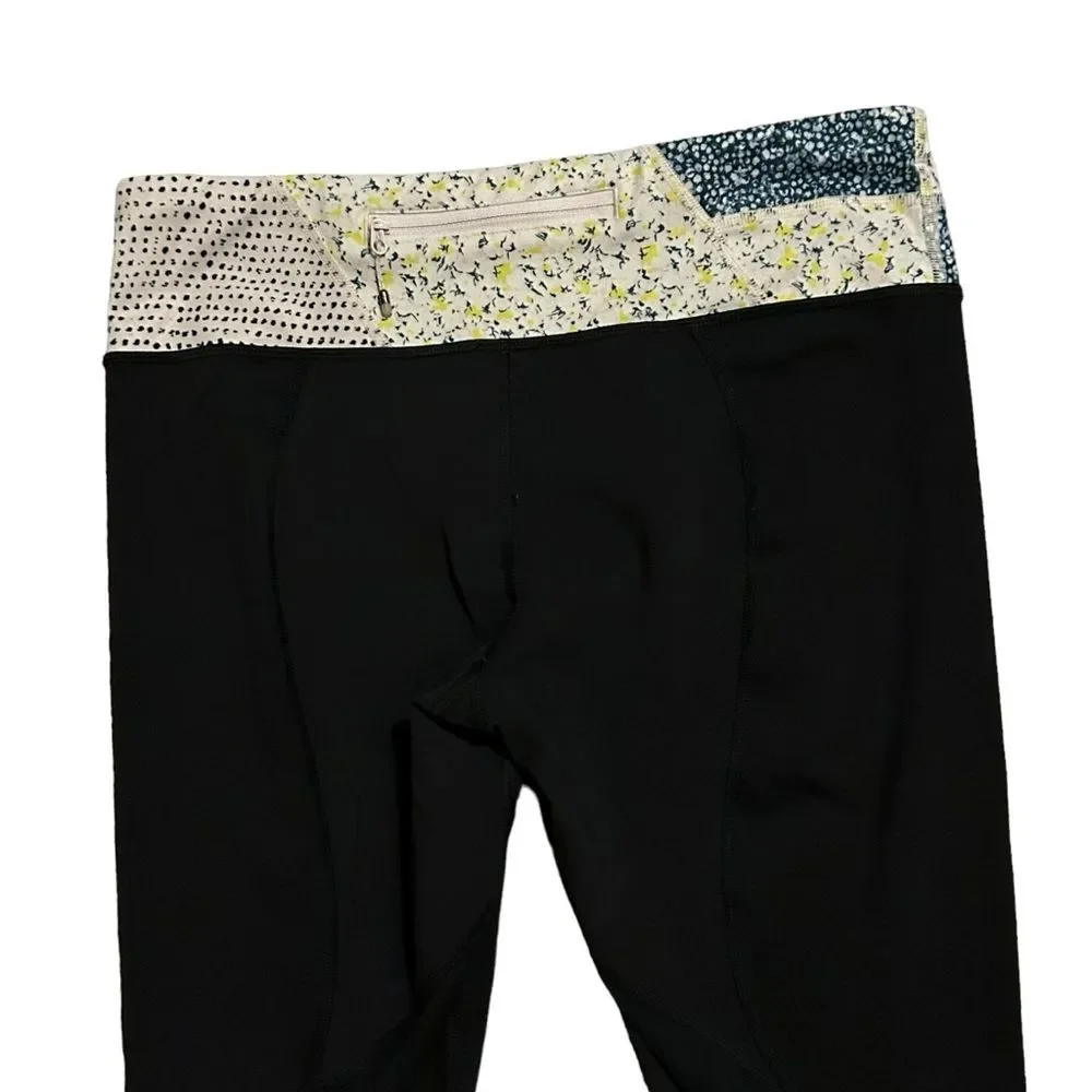 LULULEMON RUN: Inspire Crop II Black/Quilt/Fresh Fleur Neutral Blush Split Pea 8